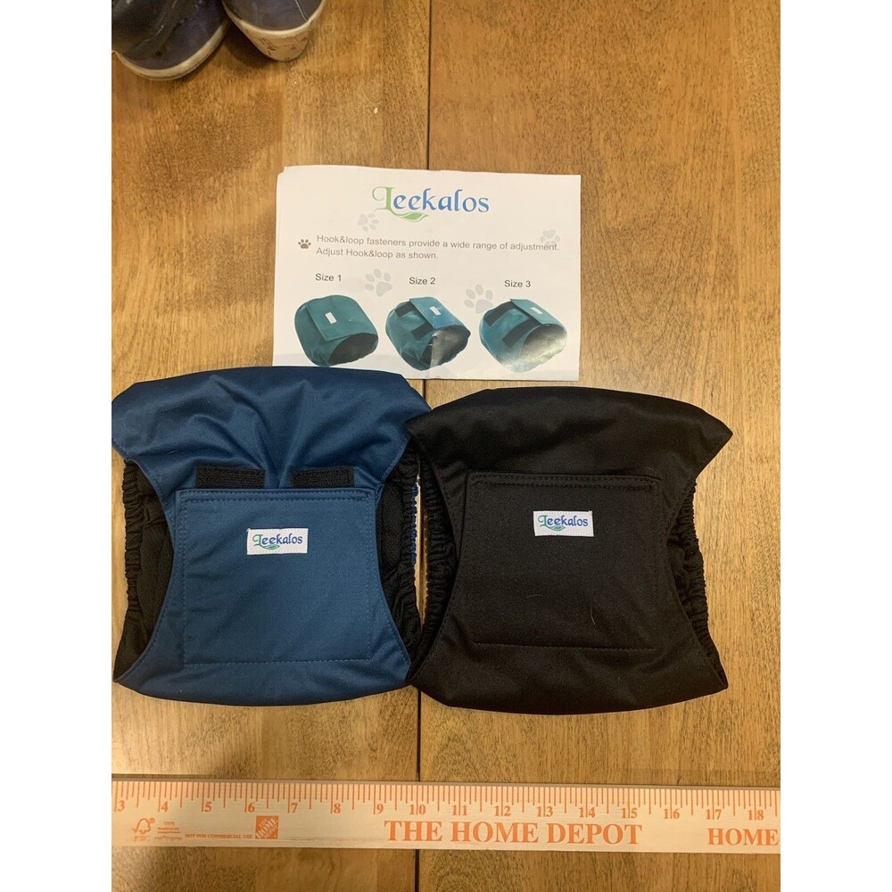 Leekalos MEDIUM Washable Male Reusable Dog Diapers Pack Of 2 Blue & Black